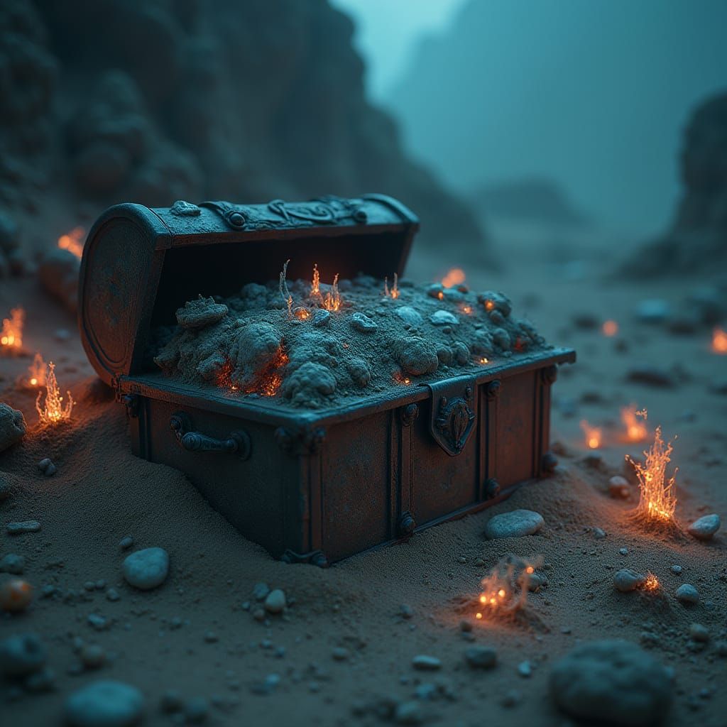 Bioluminescent Treasure Chest on Alien Planet