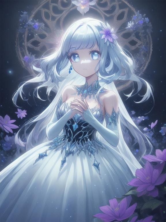 Girl in Jeweled Dress with Flowers