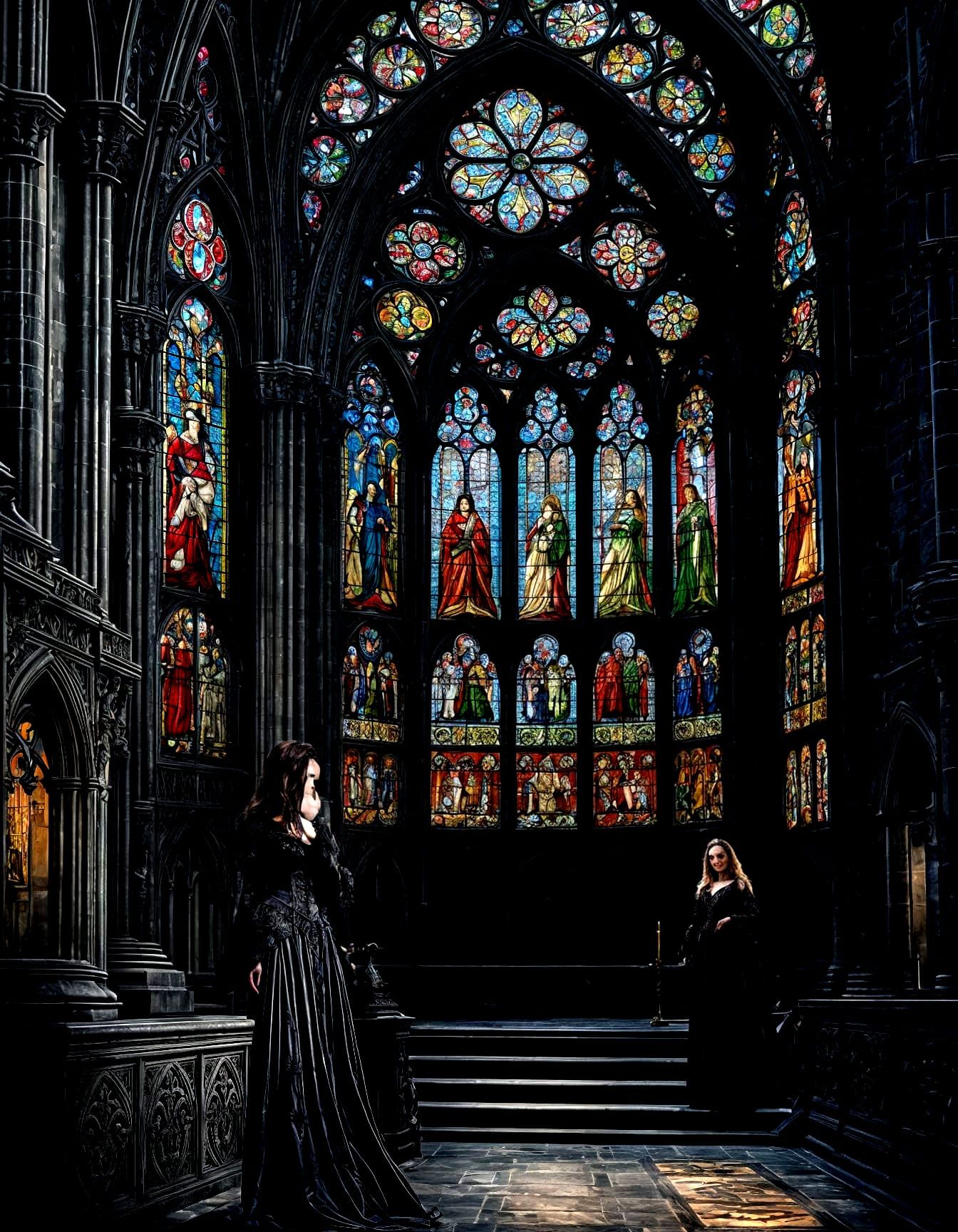 A Gothik scene with Background of the Cathedrale Notre Dame ...