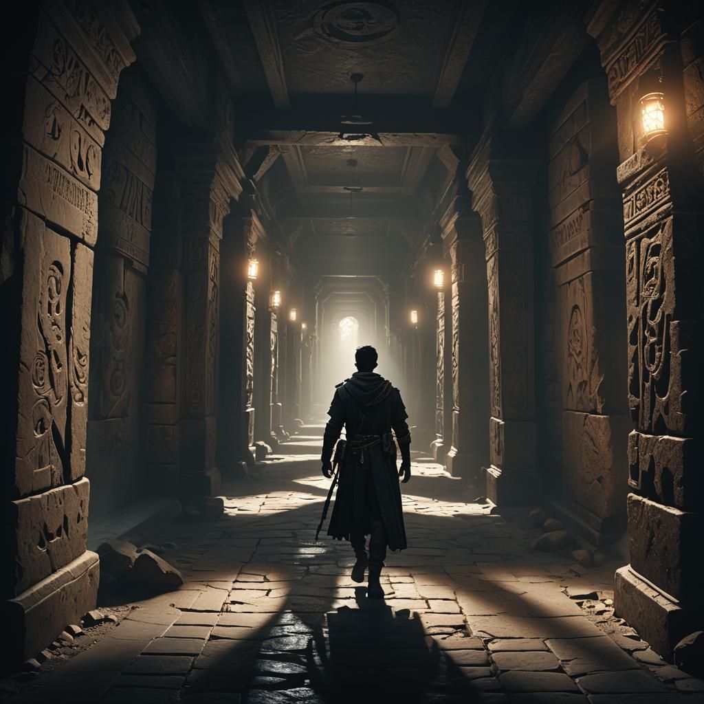 Cinematic Dark Fantasy: Mysterious Castle Hallway