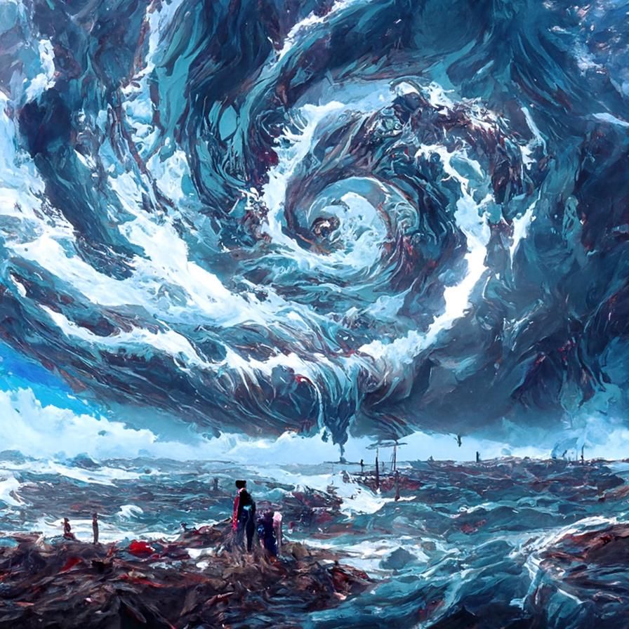 Ocean Maelstrom Digital Illustration in Vibrant Colors