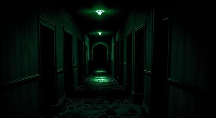 Haunted House: Endless Hallway in Dark Fantasy Horror