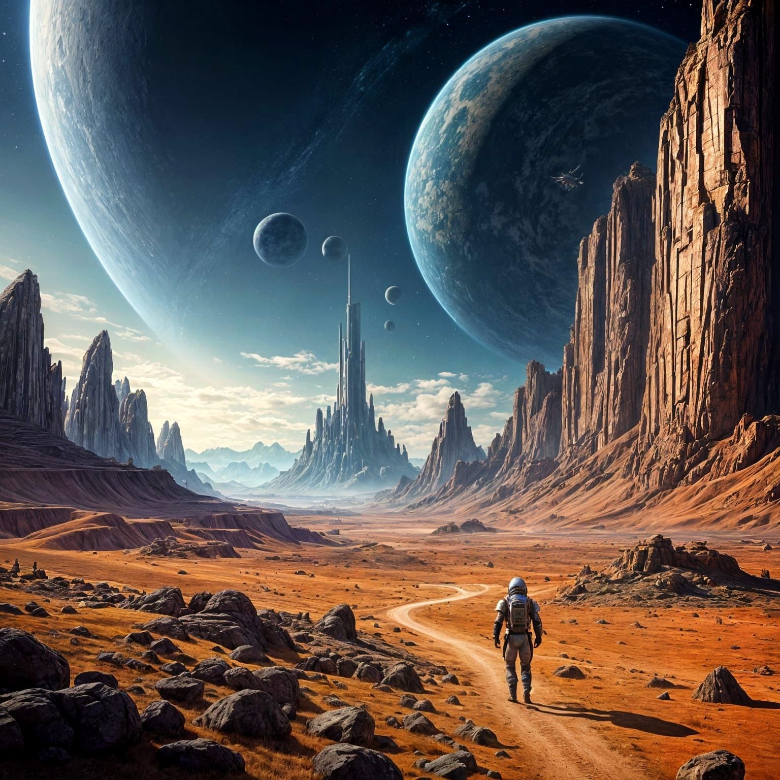 Gigantic Cylindrical Spaceship Lands on Distant Planet