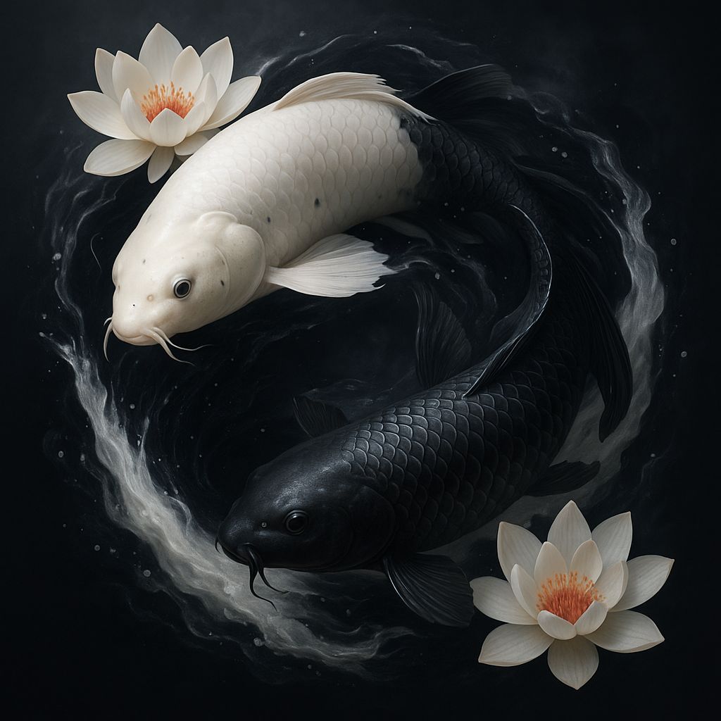 Yin Yang Koi Fish in Photorealistic 3D