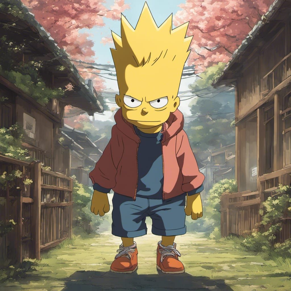 Bart Simpson as Anime Character in Naruto Style