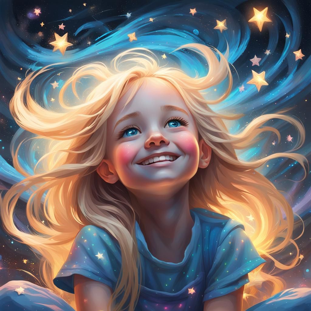 Dreaming Girl: Whimsical Splash Art Portrait