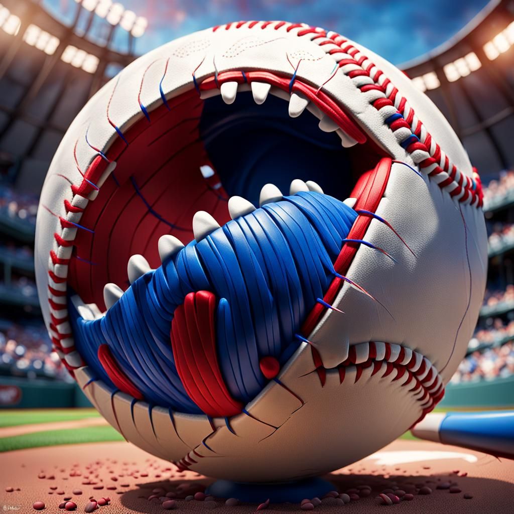 Screaming Baseball About to be Hit: 3D Digital Art
