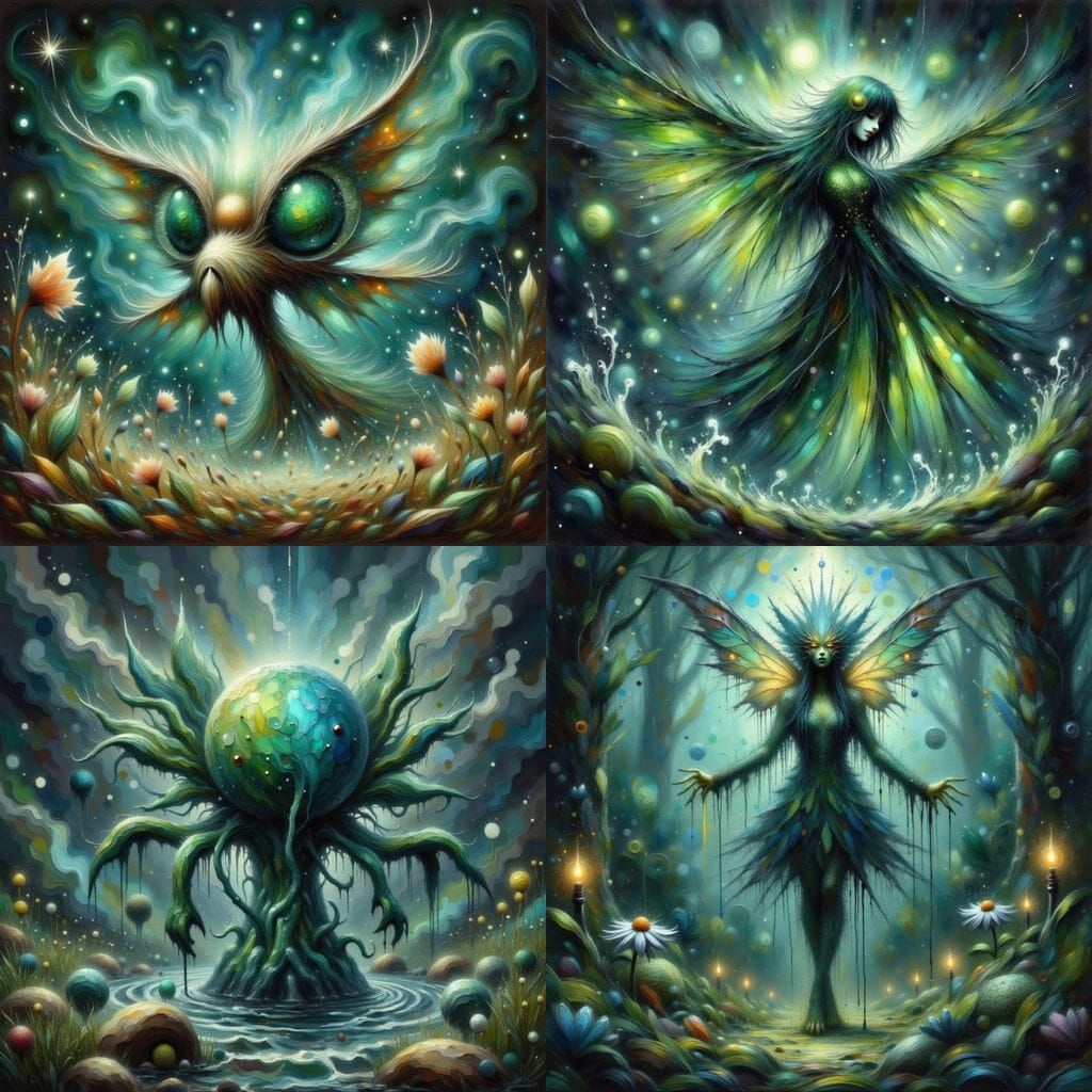 Dew Drop Wisp Creature as Impasto Painting