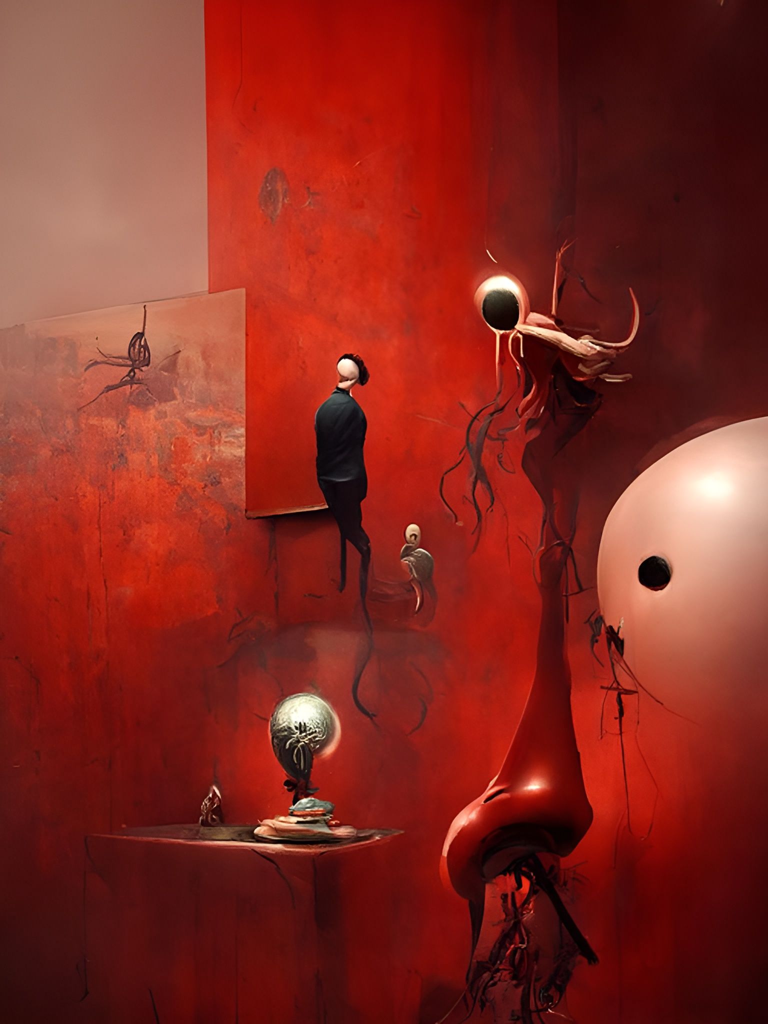 Surreal Horror Art with Spiraling Cracks and Tendrils