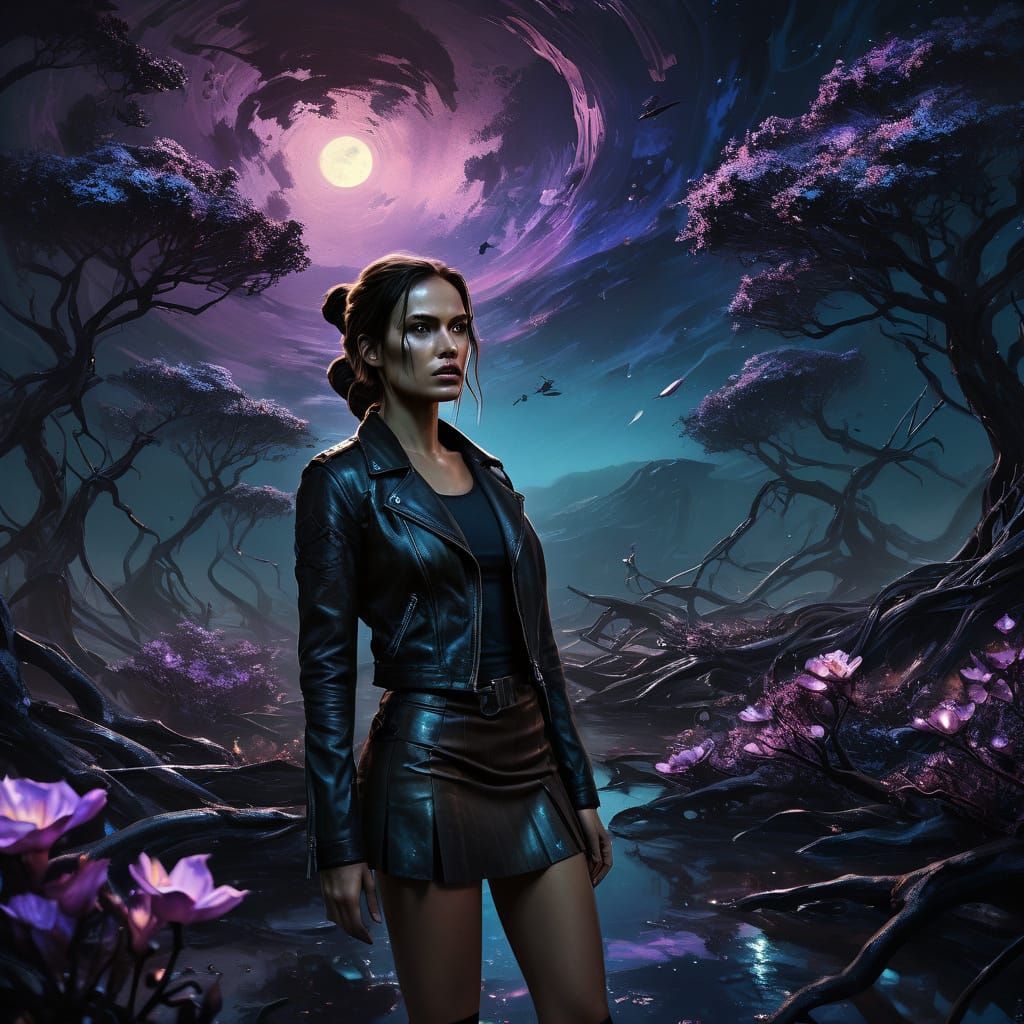 Ethereal Explorer Soars Above Alien Wastes in a Dreamlike Oi...