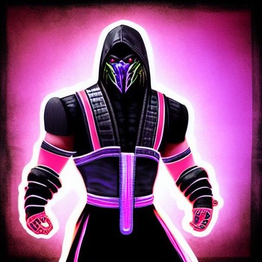 Mortal Kombat Character in Synthwave Neon Style