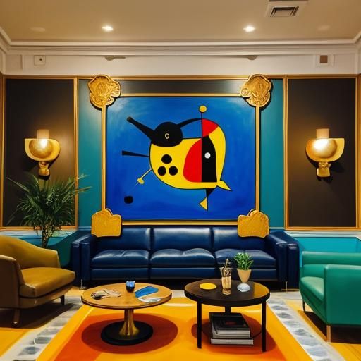 Coffee Shop Interior in the Style of Joan Miró