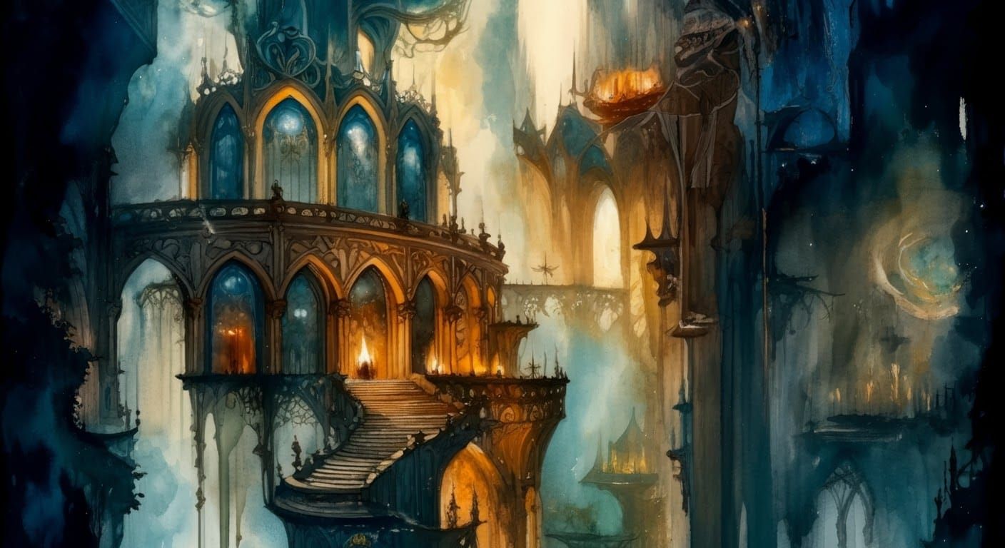 Grand Fantasy Architecture in Watercolour Style