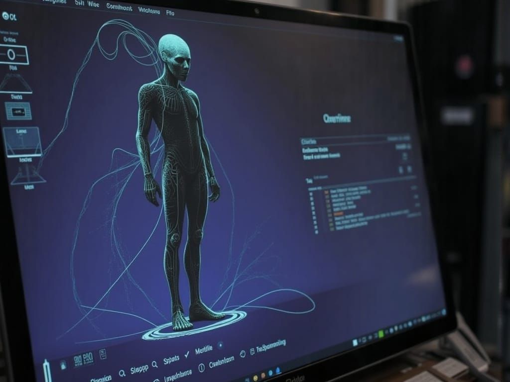 Solitary Figure in Digital Shadow, Surrealist Style