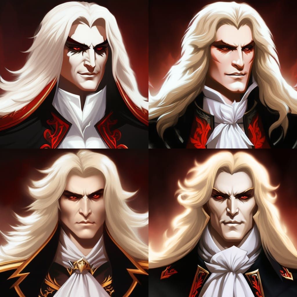 Alucard Portrait in Castlevania Style, Digital Art
