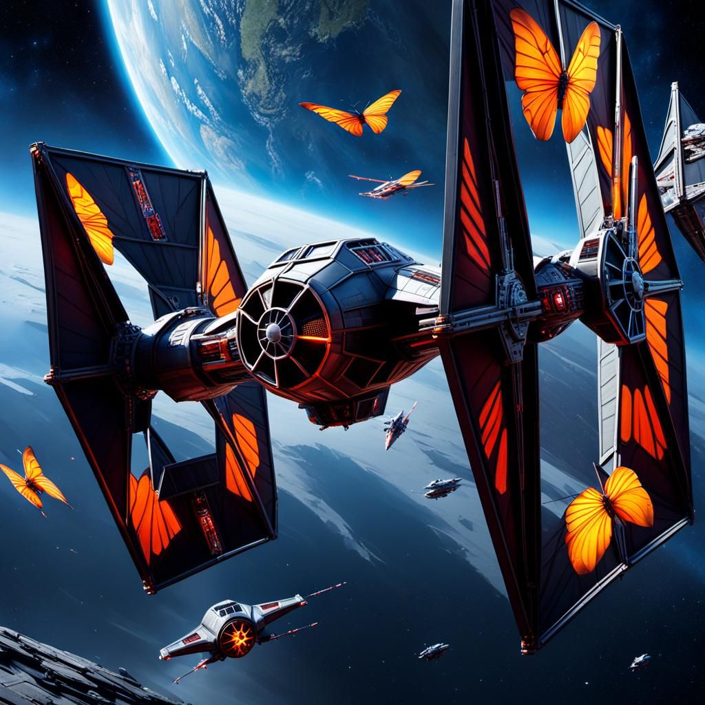 Butterfly Wing TIE Fighter in Space