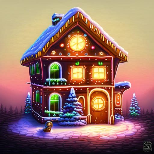 Brilliant Gingerbread House Chalk Art Aerial View