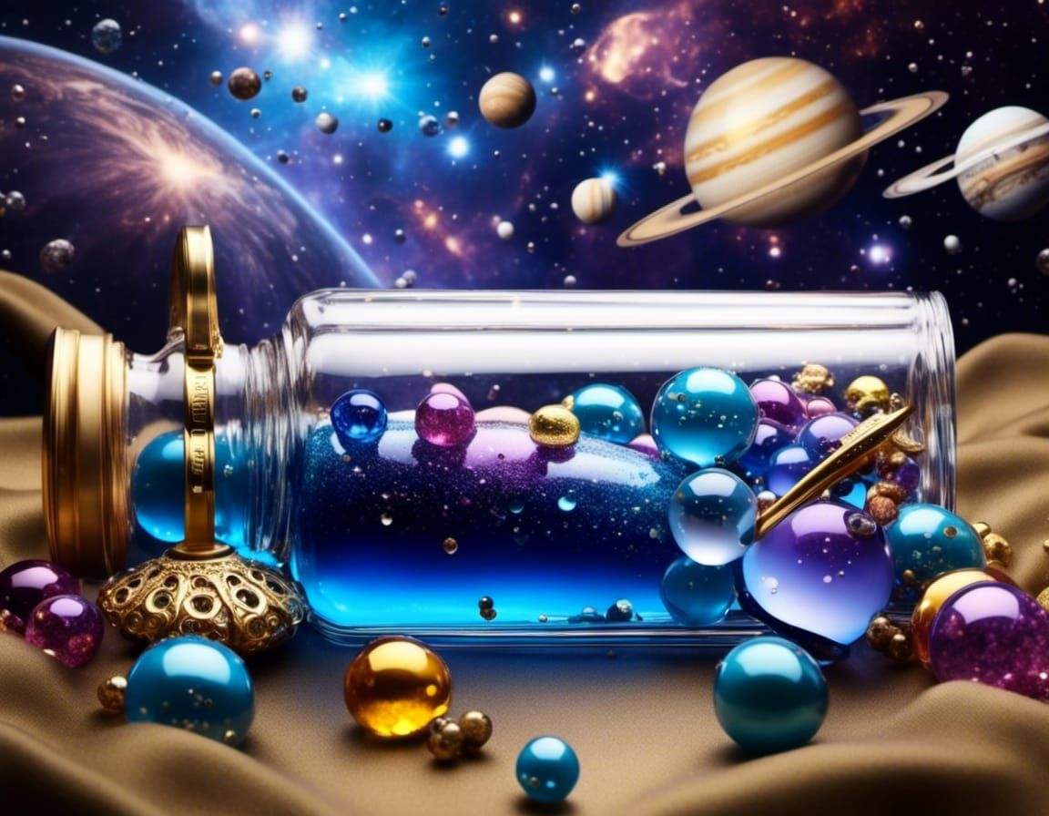 Cosmic Universe Inside a Bottle in Fantasy Style