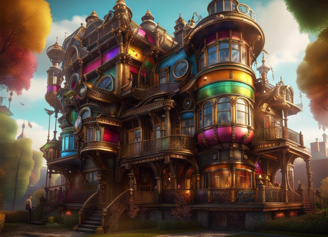 Colorful Steampunk Mansion in Ultra High Definition