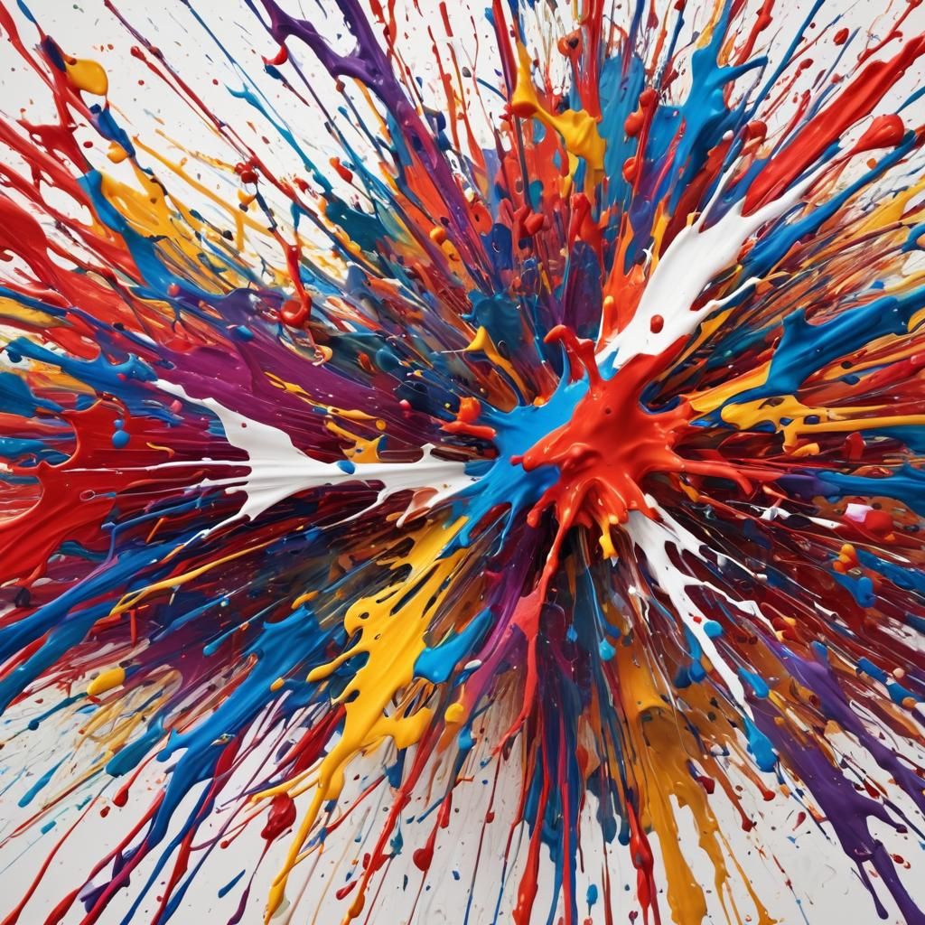 Abstract Expressionism: Colorful Paint Splatter Close-Up