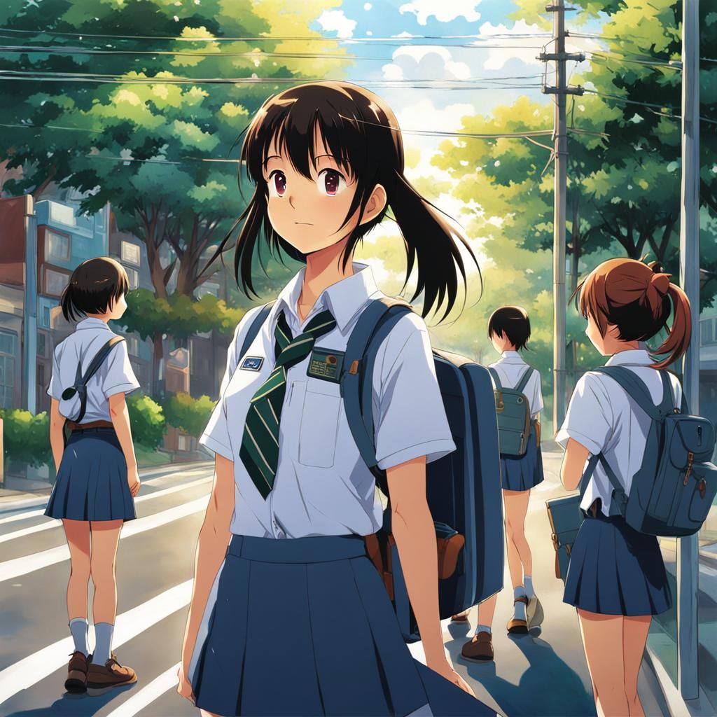 Anime Girl with Camera in Shinkai Style