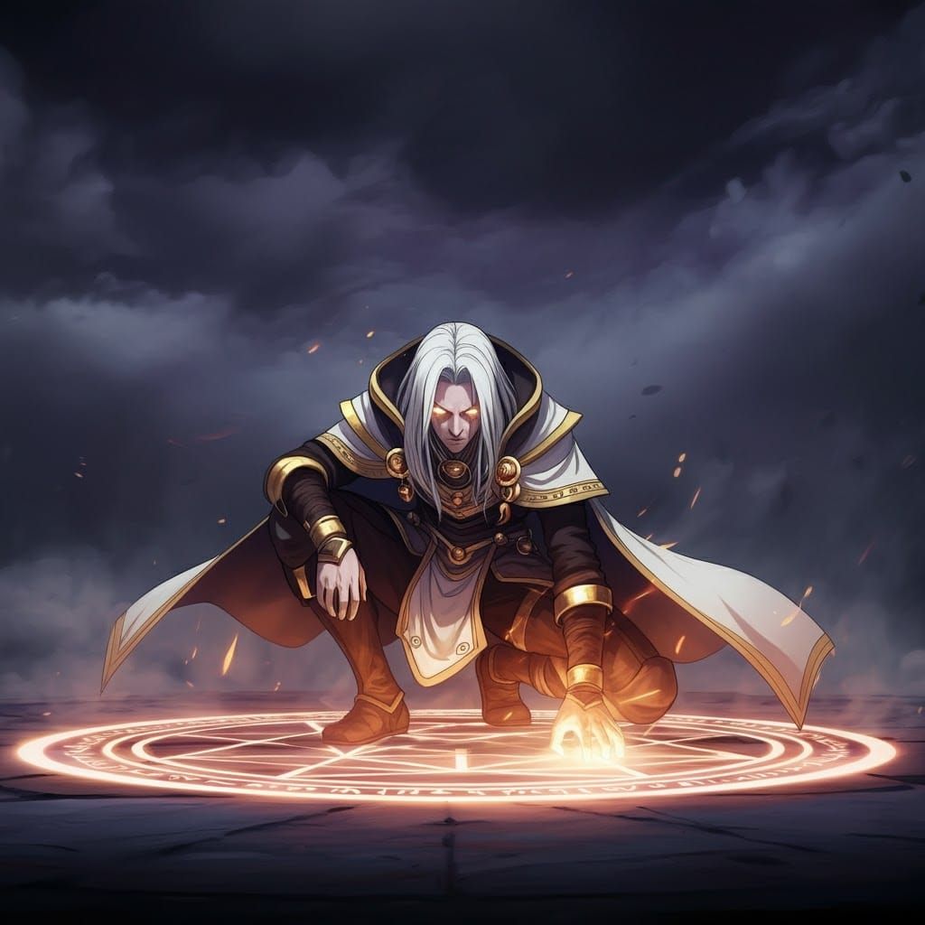 Battle Mage Unleashes Magic Attack in Anime Style