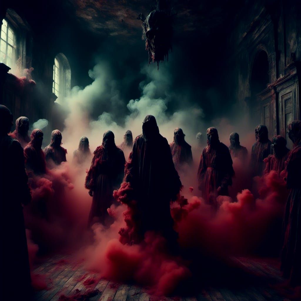 Macabre Gothic Gathering in Smoky Red Hellscape