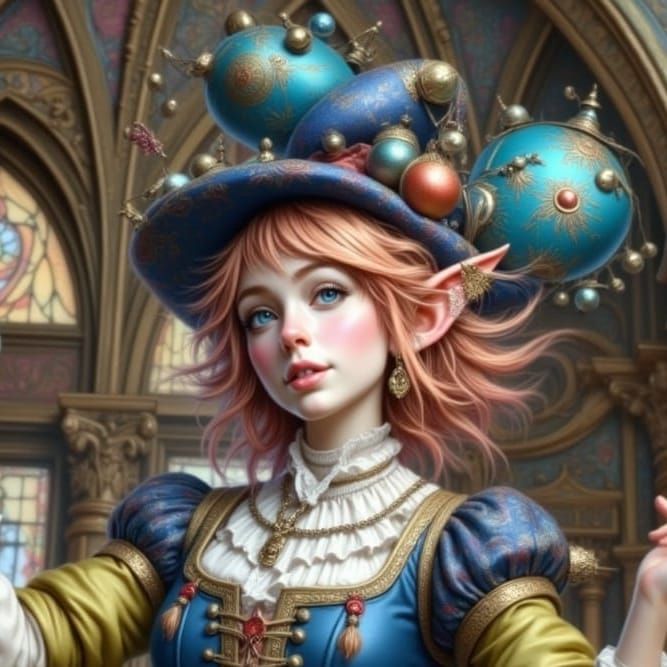 Medieval Punk Jester in Whimsical Style