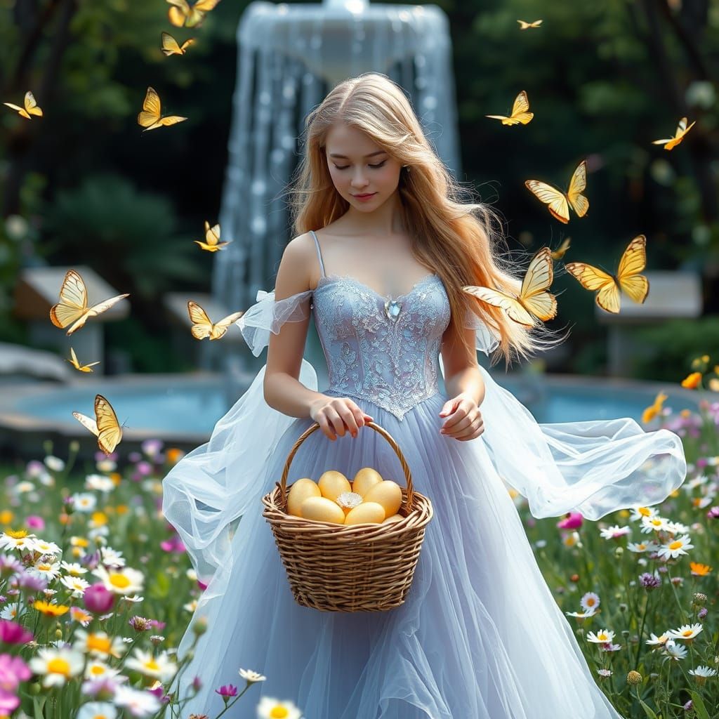 Ethereal Princess in Snowy Meadow