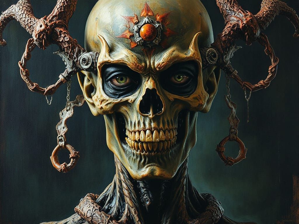 Gothic Portrait of Alchemic Being in Cosmic Horror Style