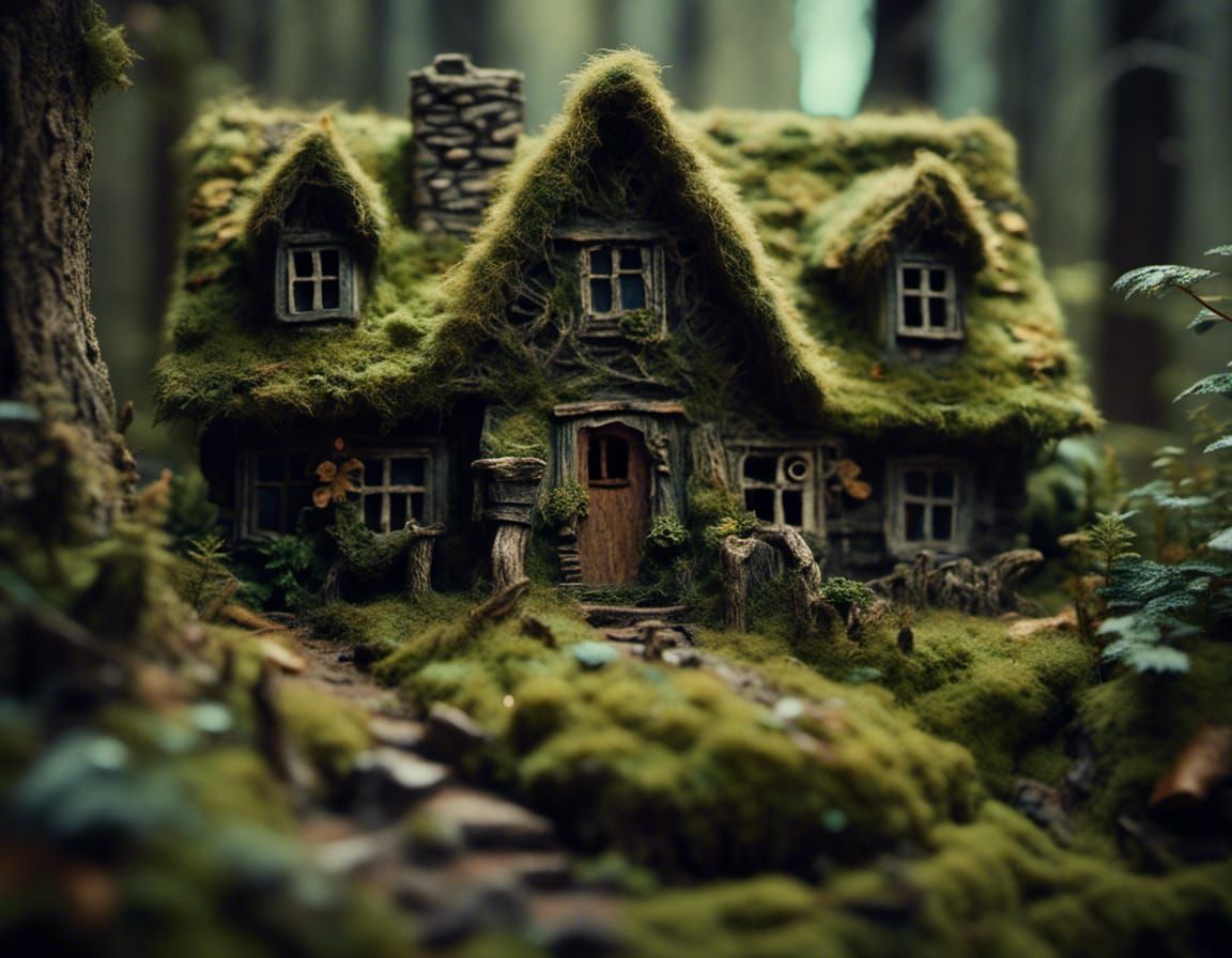 Eerie Cottagecore Forest Diorama in Macro Tilt-Shift