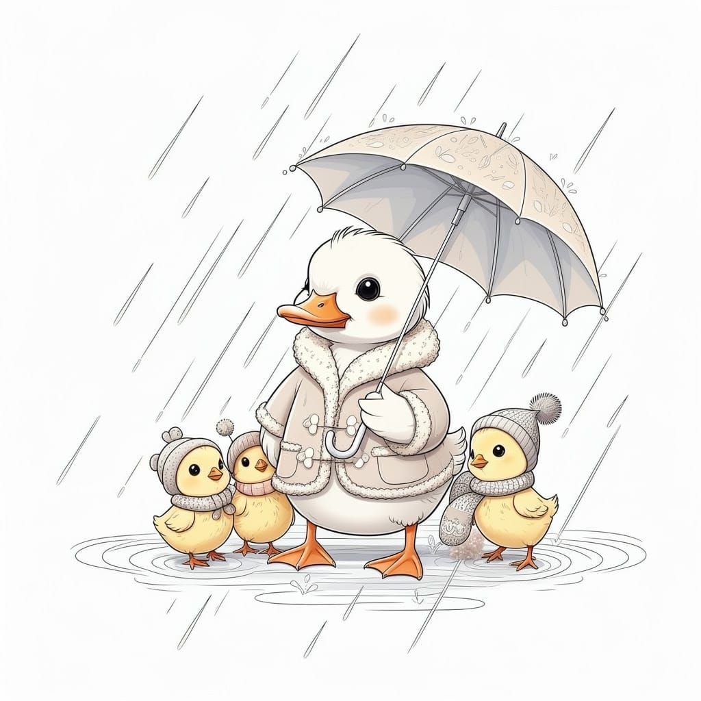 Happy Duckling in the Rain, Comic Art
