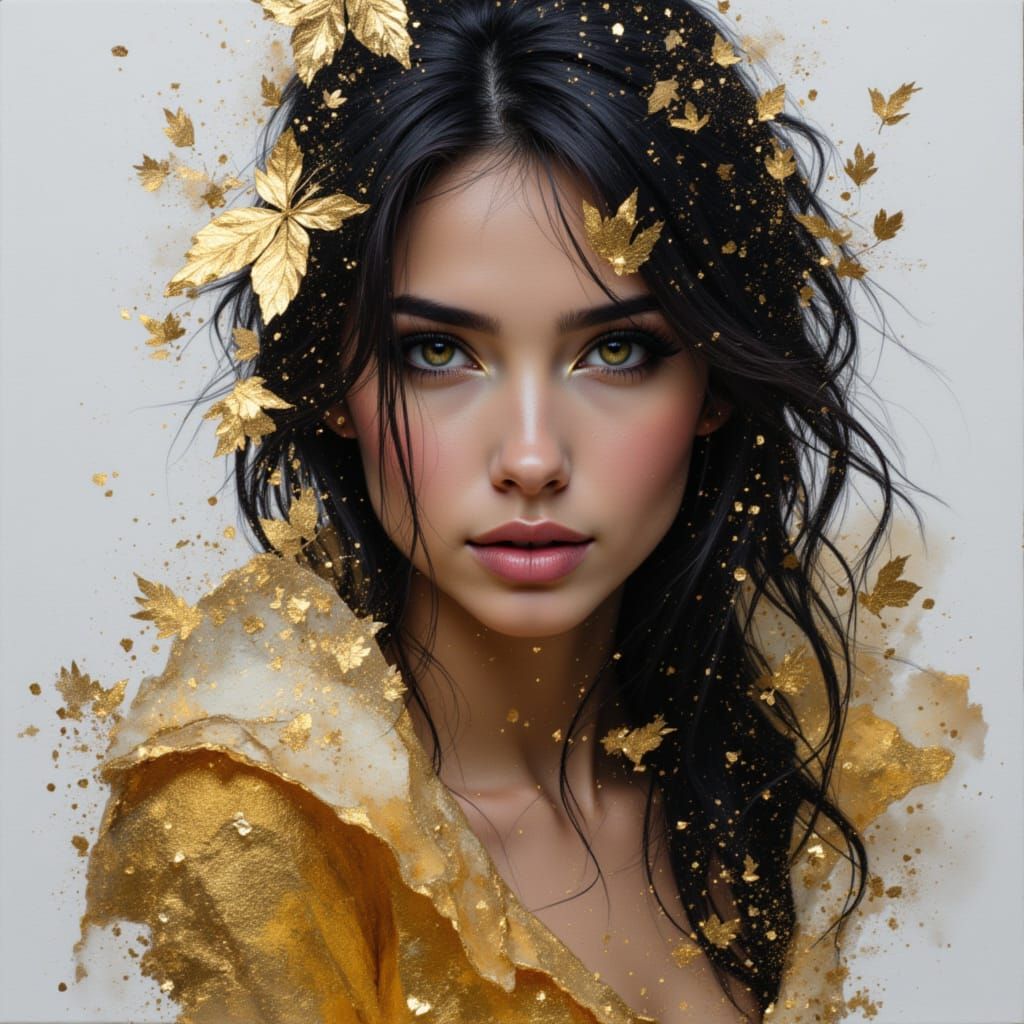 Elegant Portrait in Black and Gold Style