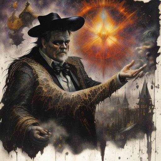 Mixed Media Illustration in Art Nouveau Steampunk Style