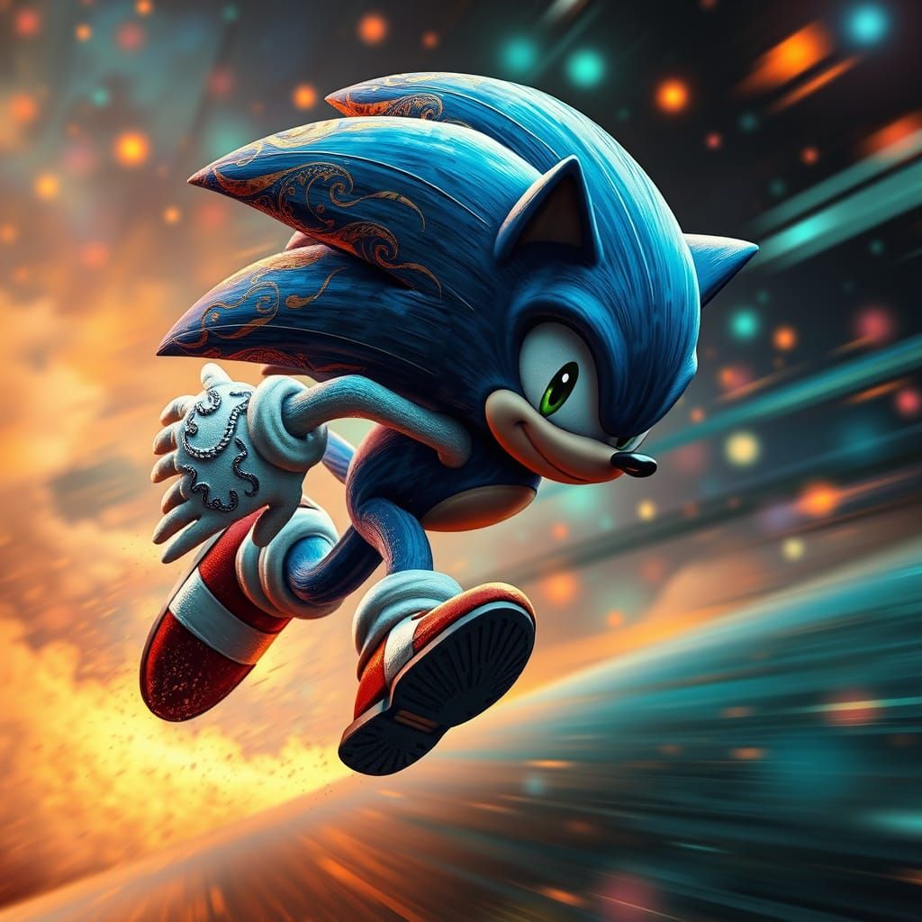 Sonic the Hedgehog in Cosmic Art Nouveau Splendor