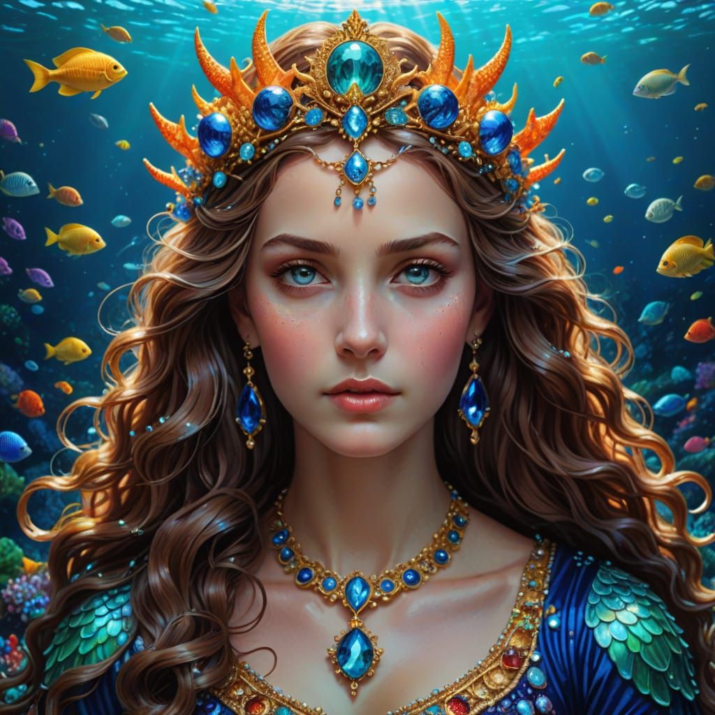 Thetis, Nereid Goddess Portrait in Vivid Colors