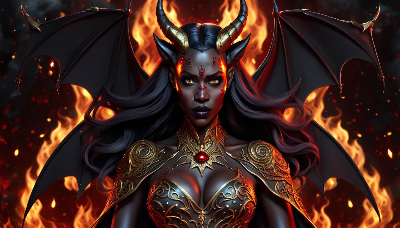 Christmas Demon with Bat Wings in Dark Fantasy Style