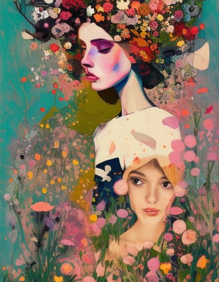 Floral Portrait in Hyperdetailed Illustration Style