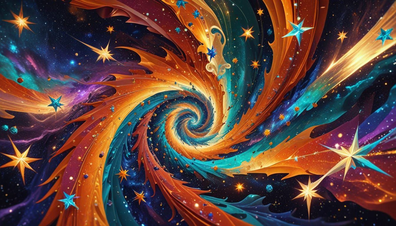 Surreal Cosmic Dance of Resplendent Stars in a Vibrant Maels...