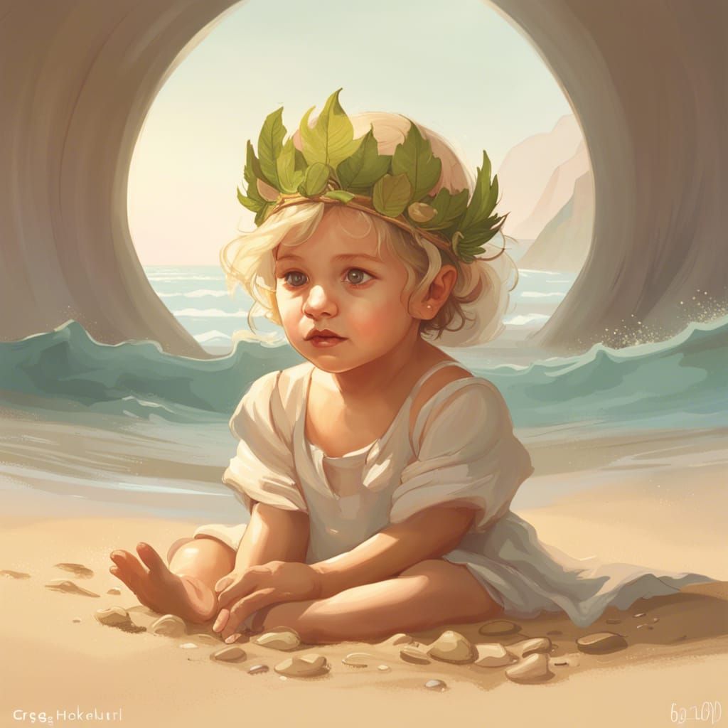 Innocent Baby Girl Portrait on Beach