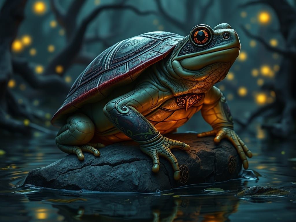 Mystical Frog-Turtle Guardian in Ancient Swamp