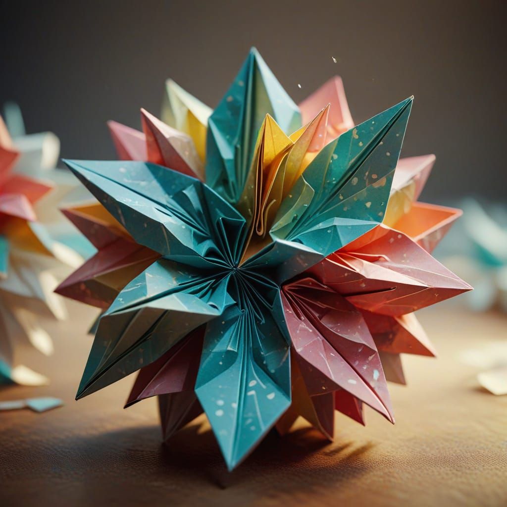 Intricate Origami Papercraft Stationery in Cinematic Style