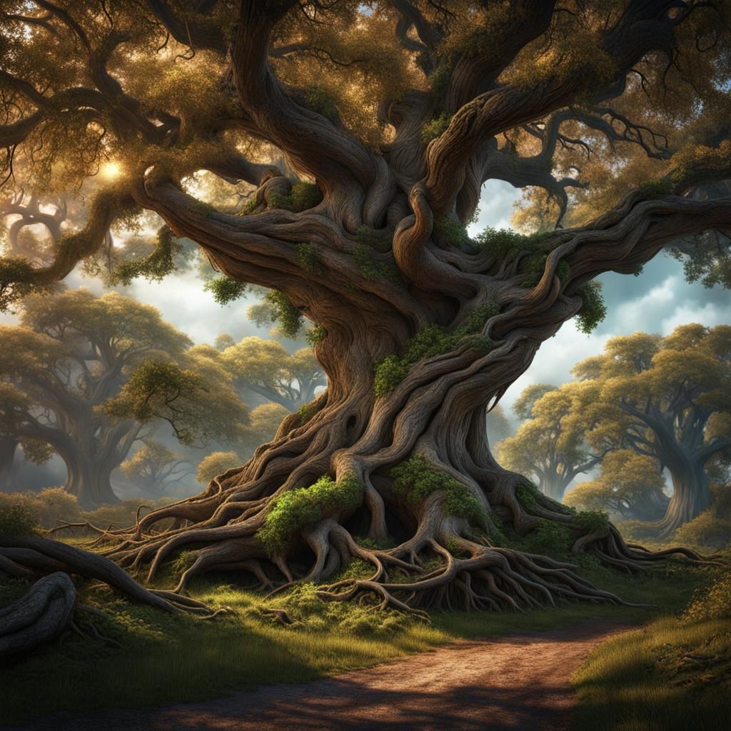 Old Oak Tree 3D Rendering in Unreal Engine