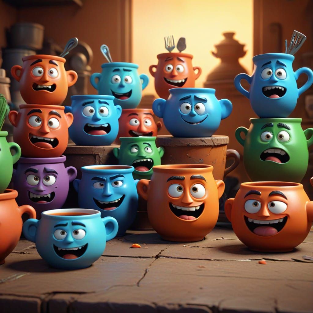 Anthropomorphic Pots Expressing Emotions in a Kitchen Debate