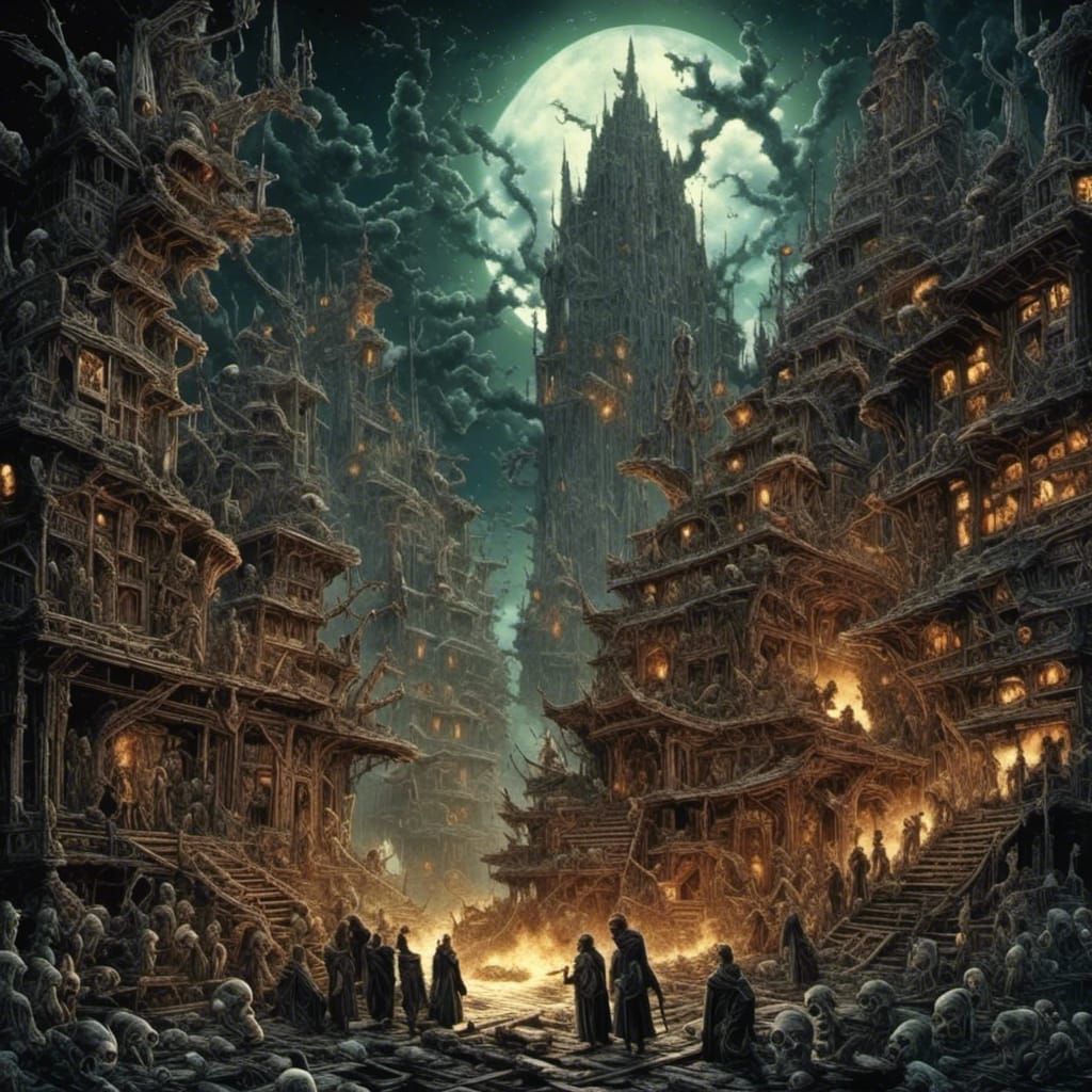 Dark Fantasy Warlocks in Comic Book Style