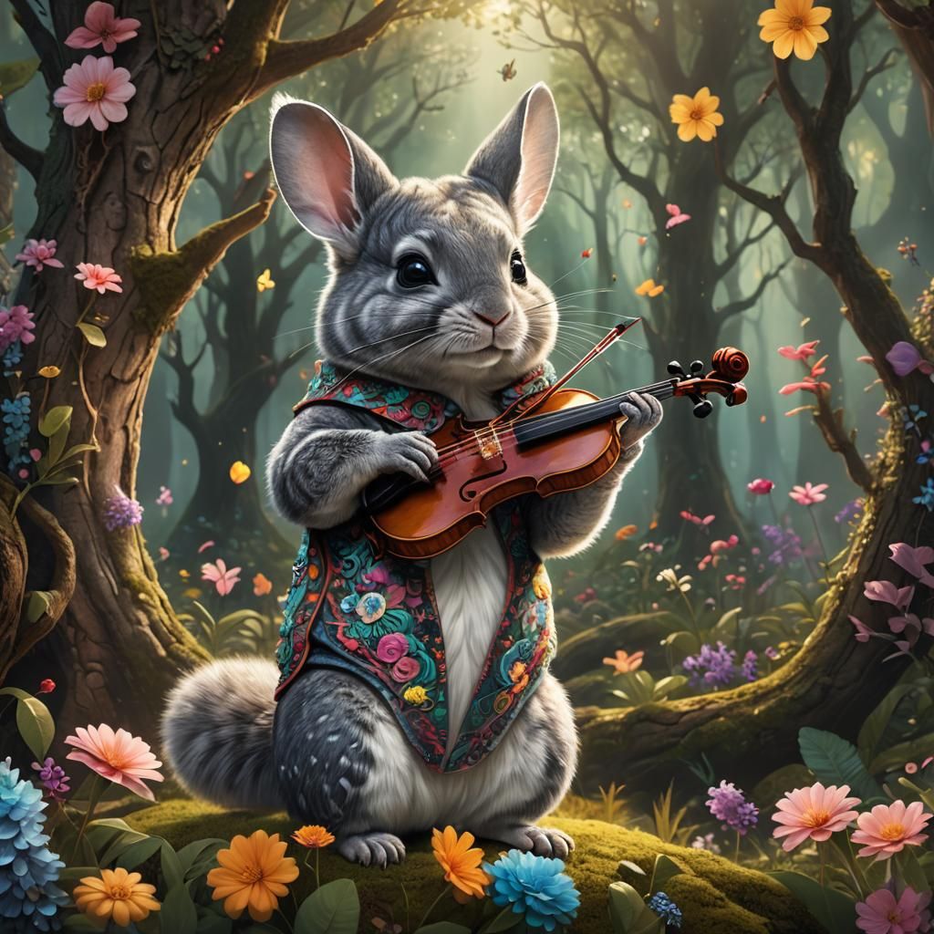 Enchanted Forest: Chinchilla Baby Violinist
