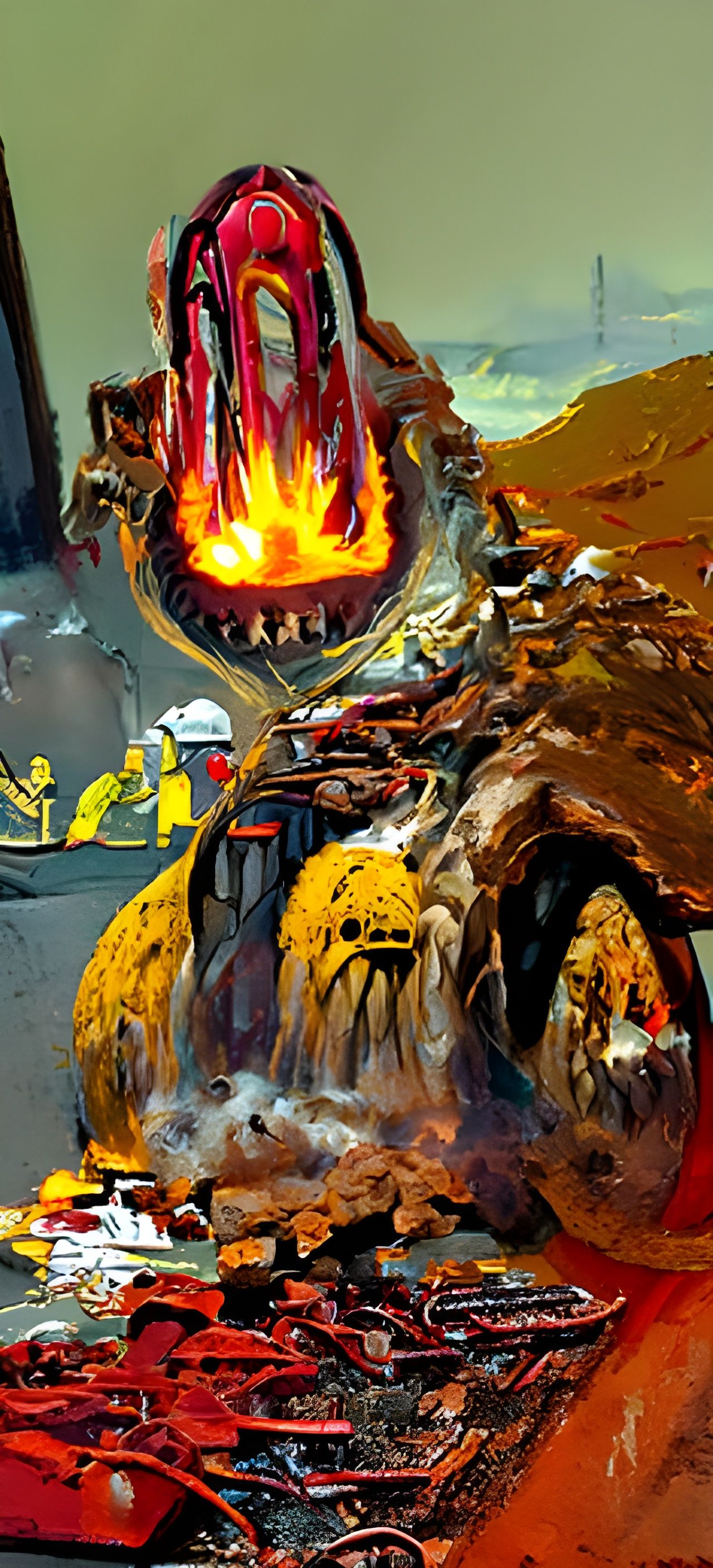 Volcanic Horror Monster in Hyperrealistic Style