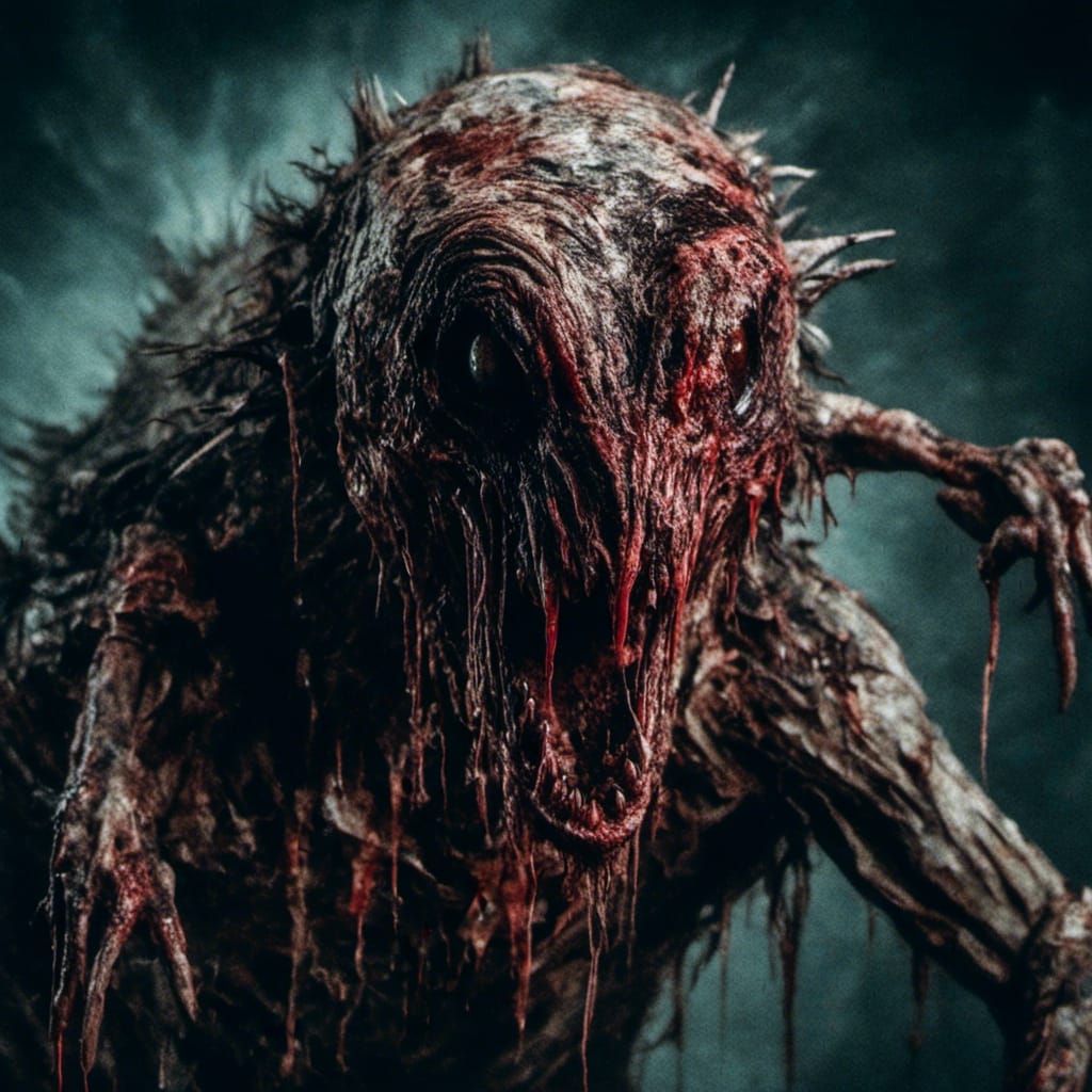 Blood Dripping Chupacabra Under Full Moon