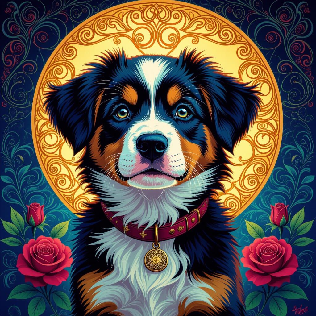 Young Dog Lovers Portrait in Epic Fantasy Style