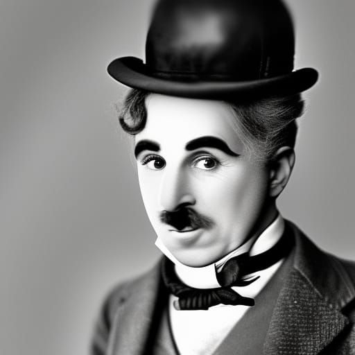 Chaplin as Great Dictator in Hyperrealistic Style